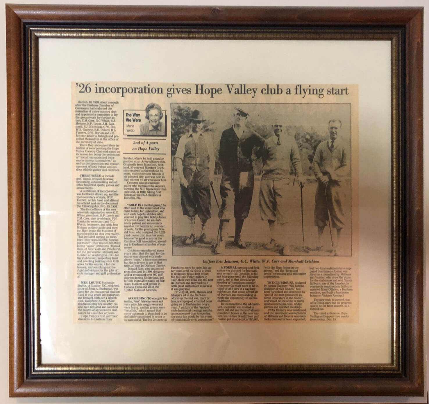 History of Hope Valley Golf Course The Hope Valley Junior Invitational